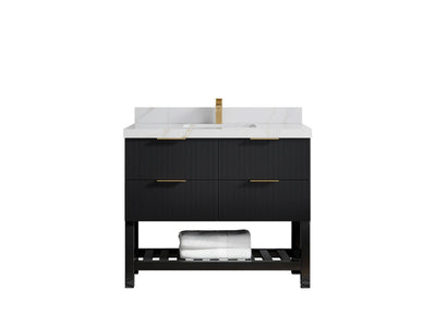 Catalina 42 in W x 22 in D Free Standing Reeded Single Sink Bathroom Vanity - Willow Bath and Vanity