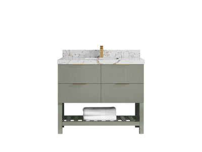 Catalina 42 in W x 22 in D Free Standing Reeded Single Sink Bathroom Vanity - Willow Bath and Vanity