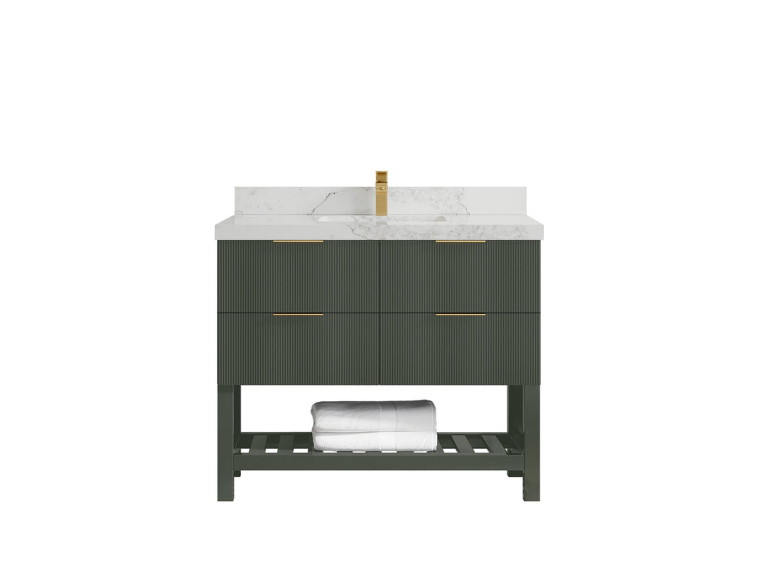 Catalina 42 in W x 22 in D Free Standing Reeded Single Sink Bathroom Vanity - Willow Bath and Vanity