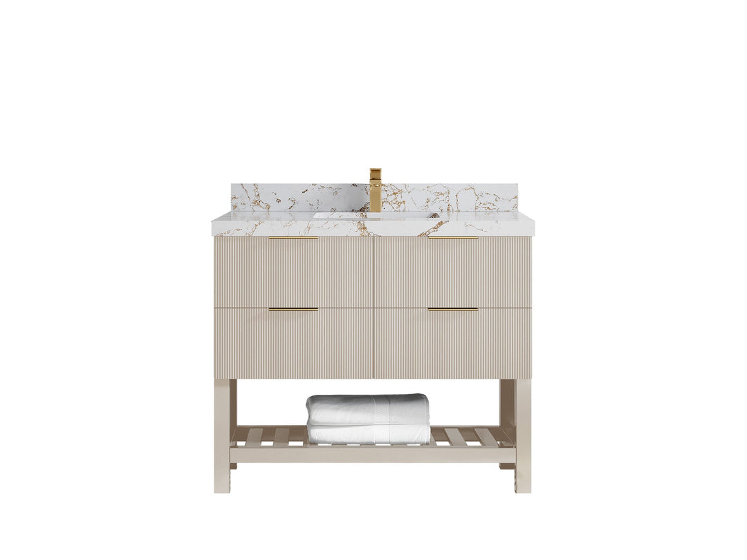 Catalina 42 in W x 22 in D Free Standing Reeded Single Sink Bathroom Vanity - Willow Bath and Vanity