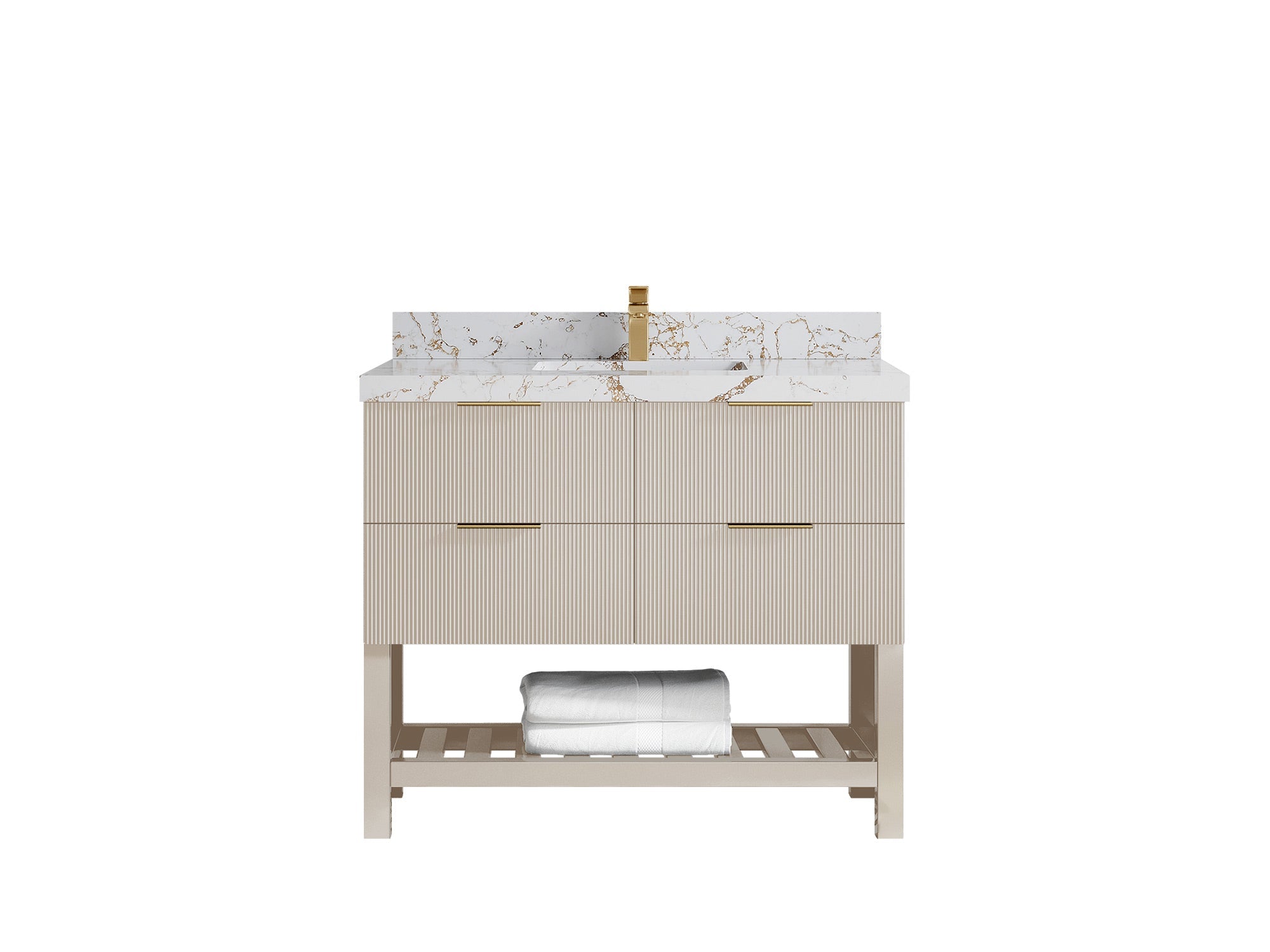 Catalina 42 in W x 22 in D Free Standing Reeded Single Sink Bathroom Vanity - Willow Bath and Vanity