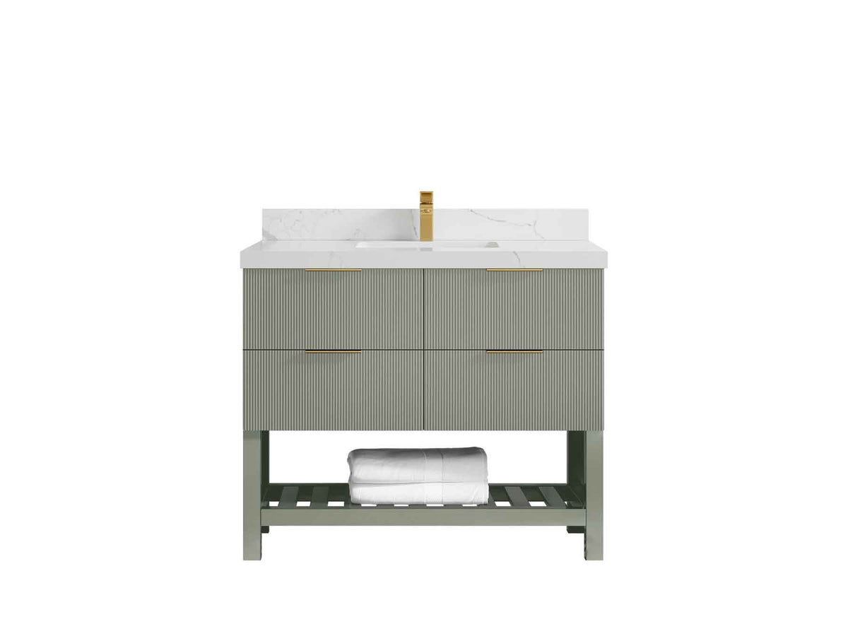 Catalina 42 in W x 22 in D Free Standing Reeded Single Sink Bathroom Vanity - Willow Bath and Vanity