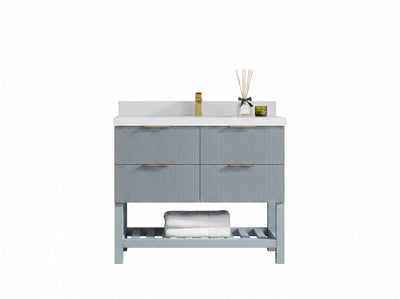 Catalina 42 in W x 22 in D Free Standing Reeded Single Sink Bathroom Vanity - Willow Bath and Vanity