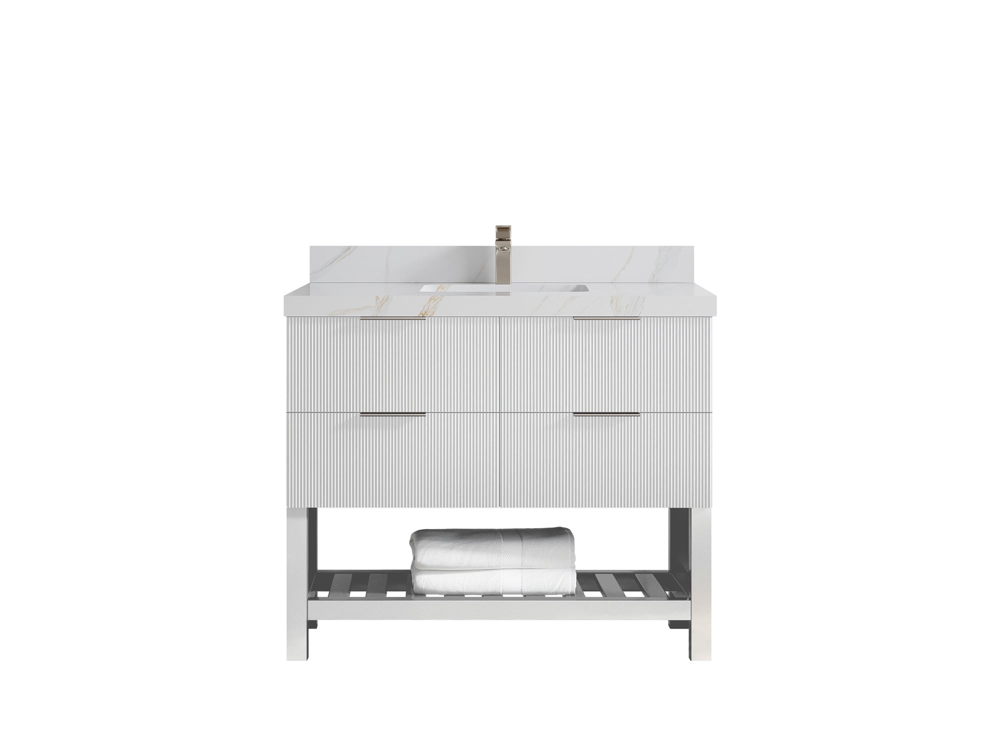 Catalina 42 in W x 22 in D Free Standing Reeded Single Sink Bathroom Vanity - Willow Bath and Vanity