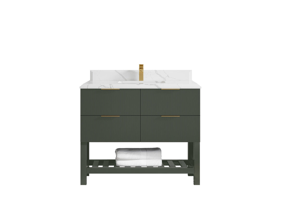 Catalina 42 in W x 22 in D Free Standing Reeded Single Sink Bathroom Vanity - Willow Bath and Vanity