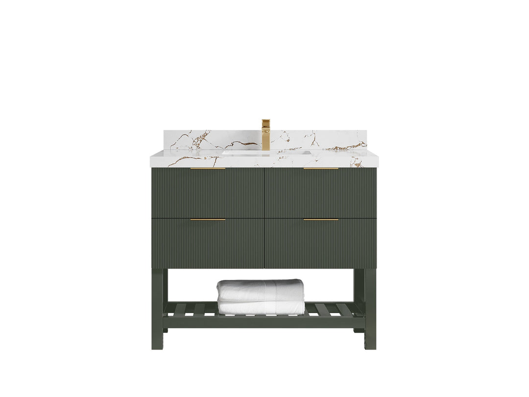 Catalina 42 in W x 22 in D Free Standing Reeded Single Sink Bathroom Vanity - Willow Bath and Vanity