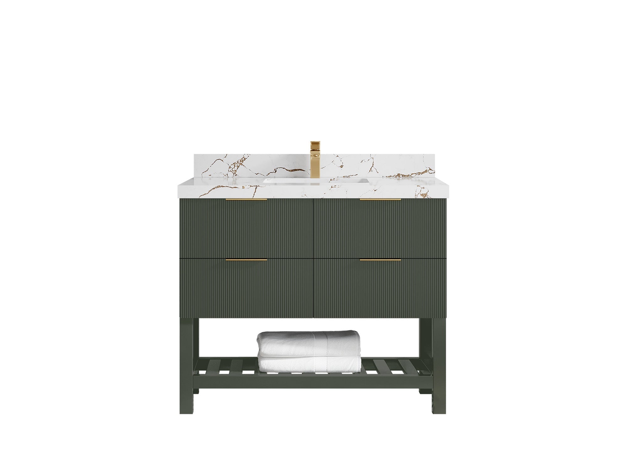 Catalina 42 in W x 22 in D Free Standing Reeded Single Sink Bathroom Vanity - Willow Bath and Vanity