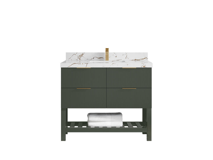 Catalina 42 in W x 22 in D Free Standing Reeded Single Sink Bathroom Vanity - photo 34