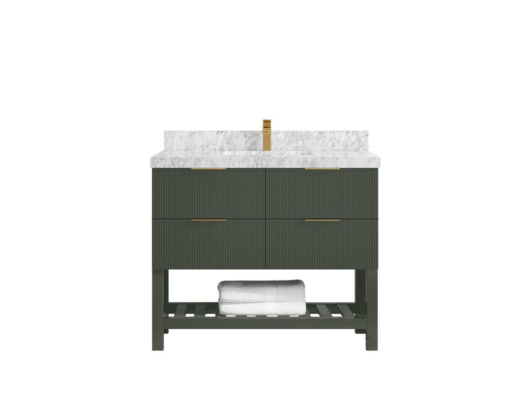 Catalina 42 in W x 22 in D Free Standing Reeded Single Sink Bathroom Vanity - Willow Bath and Vanity