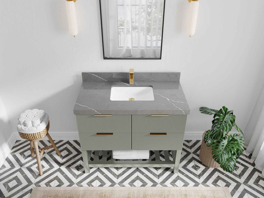 Catalina 42 in W x 22 in D Free Standing Reeded Single Sink Bathroom Vanity - Willow Bath and Vanity