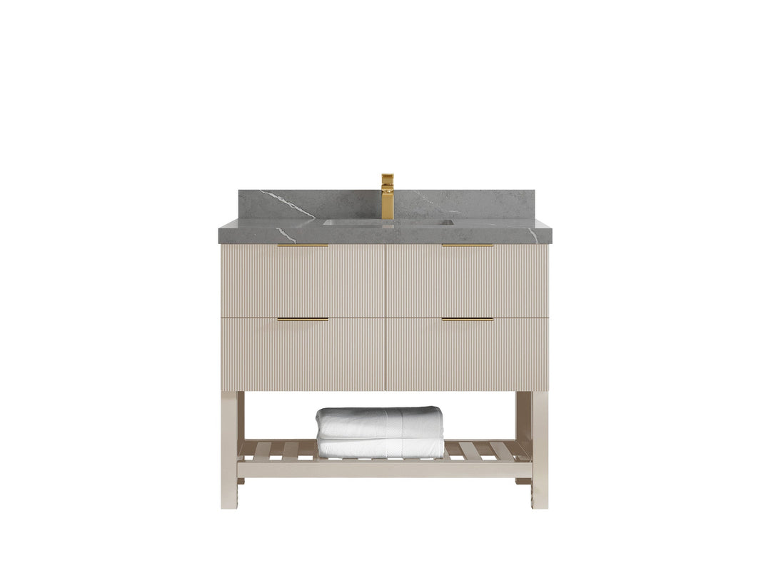 Catalina 42 in W x 22 in D Free Standing Reeded Single Sink Bathroom Vanity - Willow Bath and Vanity