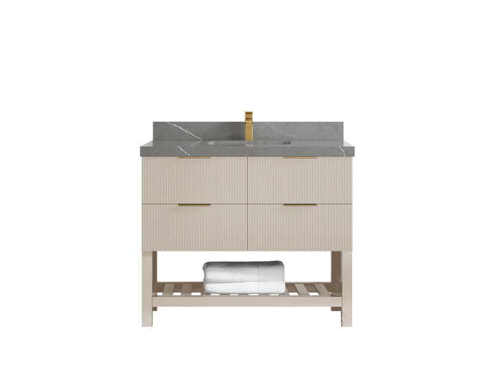Catalina 42 in W x 22 in D Free Standing Reeded Single Sink Bathroom Vanity - photo 33