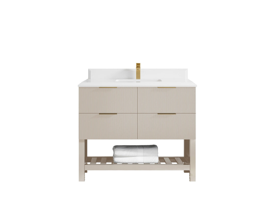 Catalina 42 in W x 22 in D Free Standing Reeded Single Sink Bathroom Vanity - Willow Bath and Vanity