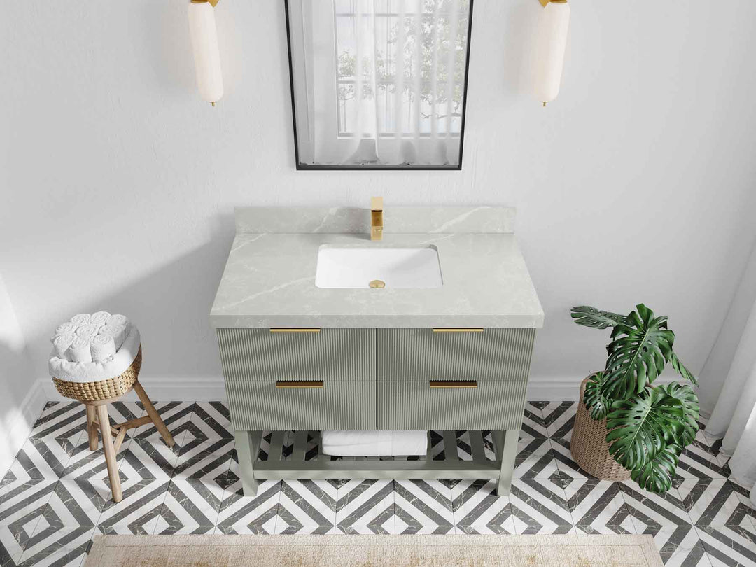 Catalina 42 in W x 22 in D Free Standing Reeded Single Sink Bathroom Vanity - Willow Bath and Vanity
