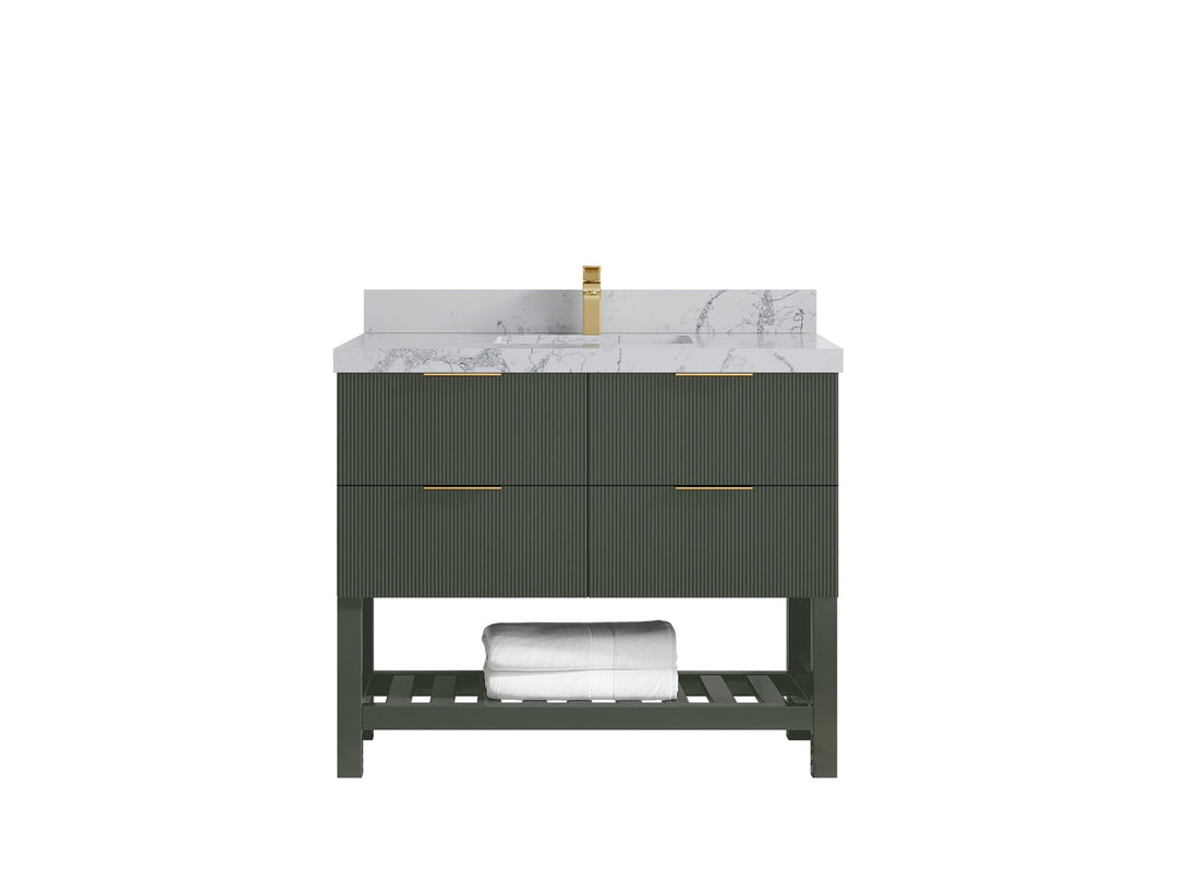Catalina 42 in W x 22 in D Free Standing Reeded Single Sink Bathroom Vanity - Willow Bath and Vanity