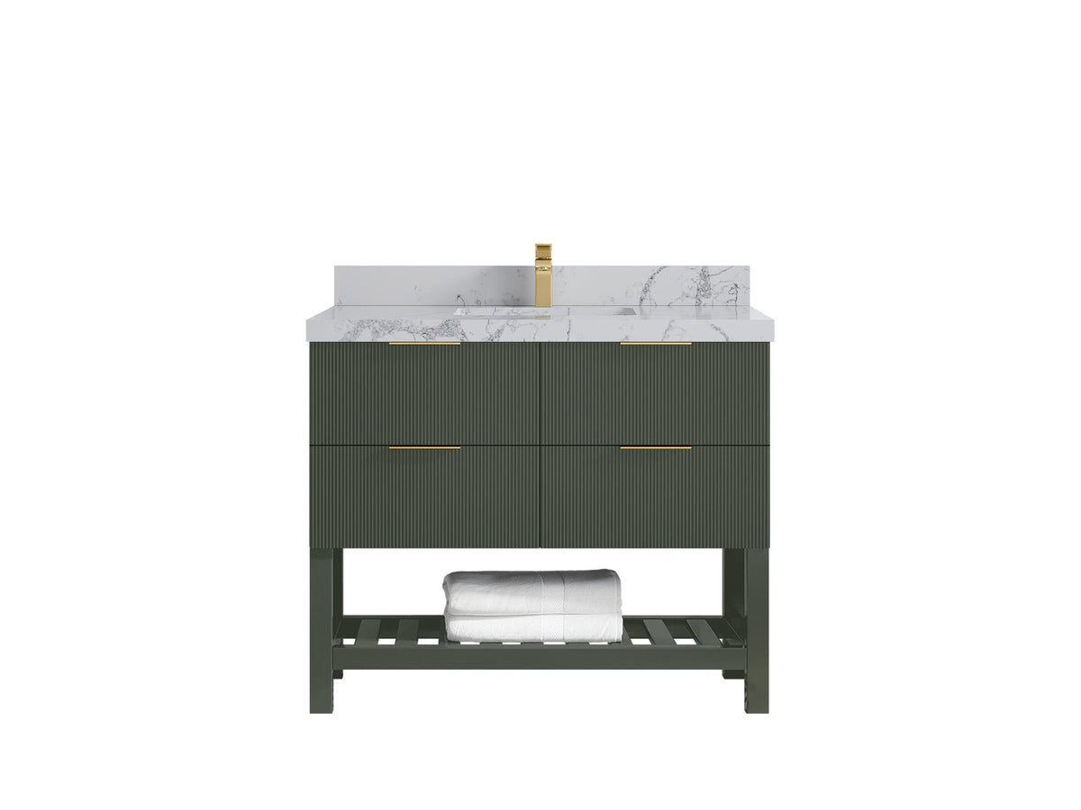 Catalina 42 in W x 22 in D Free Standing Reeded Single Sink Bathroom Vanity - Willow Bath and Vanity
