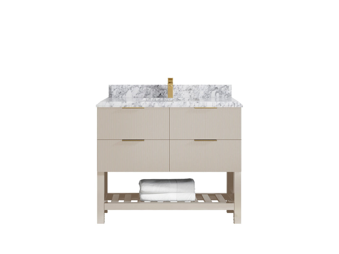 Catalina 42 in W x 22 in D Free Standing Reeded Single Sink Bathroom Vanity - Willow Bath and Vanity