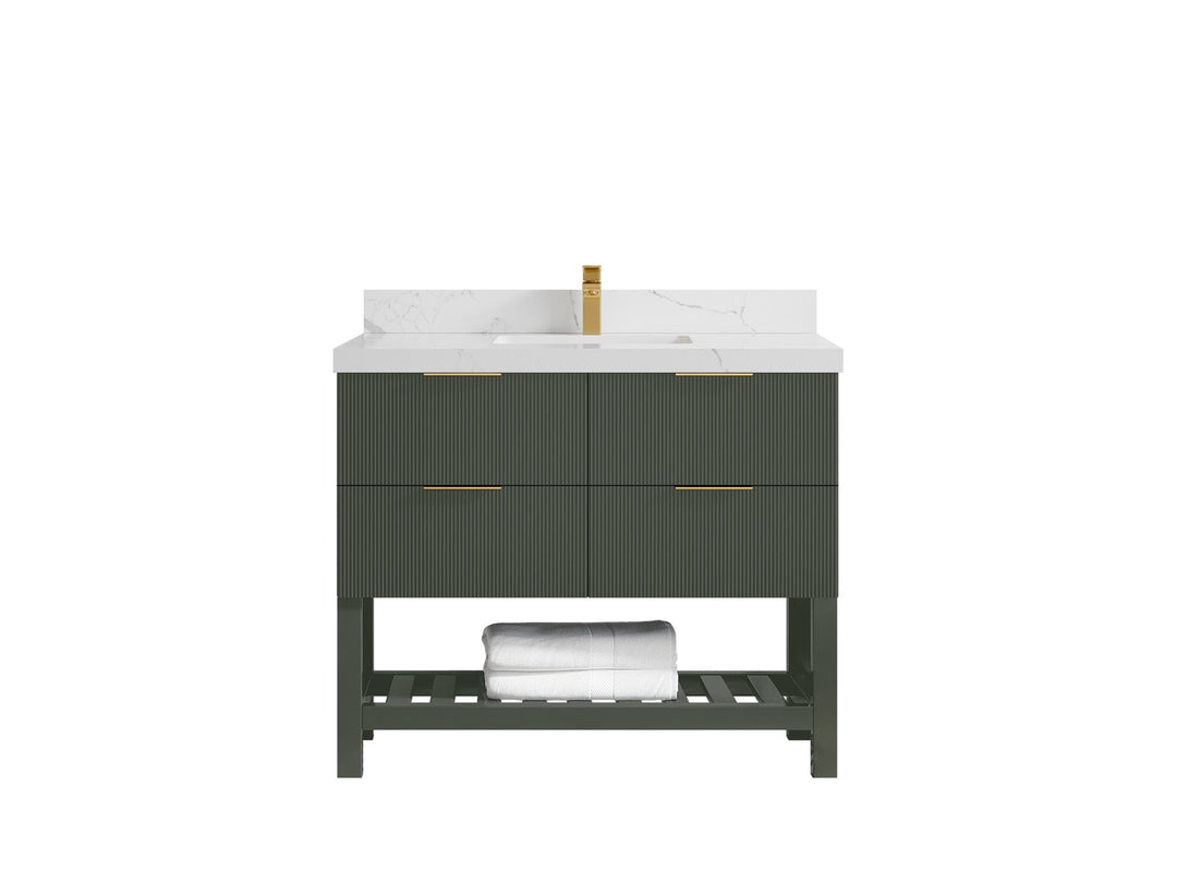 Catalina 42 in W x 22 in D Free Standing Reeded Single Sink Bathroom Vanity - Willow Bath and Vanity