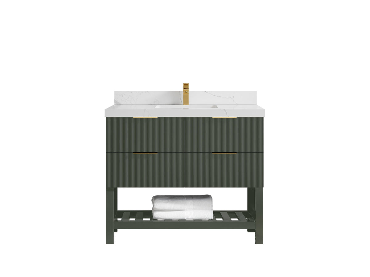 Catalina 42 in W x 22 in D Free Standing Reeded Single Sink Bathroom Vanity - Willow Bath and Vanity