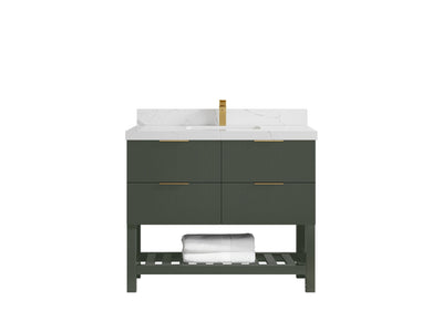 Catalina 42 in W x 22 in D Free Standing Reeded Single Sink Bathroom Vanity - Willow Bath and Vanity