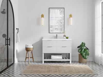 Catalina 42 in W x 22 in D Free Standing Reeded Single Sink Bathroom Vanity - Willow Bath and Vanity