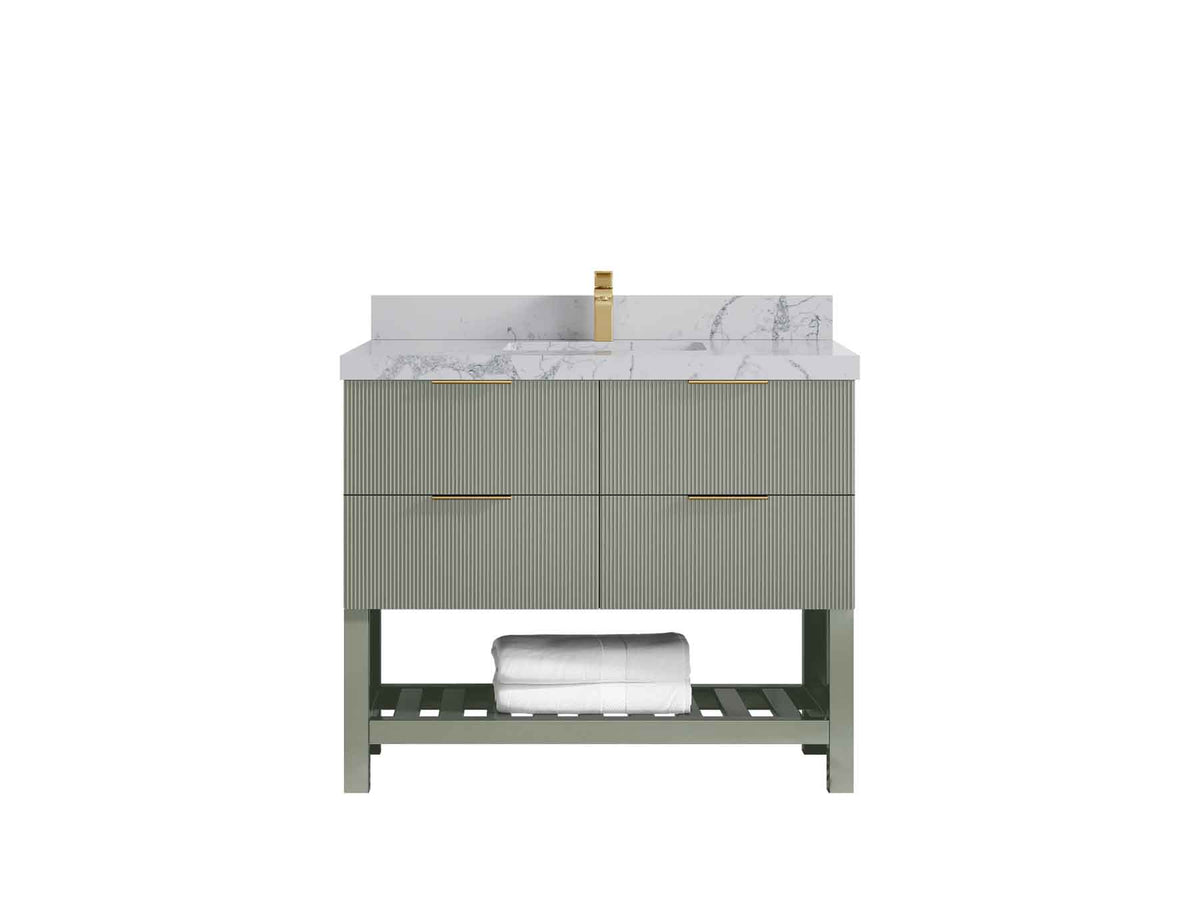 Catalina 42 in W x 22 in D Free Standing Reeded Single Sink Bathroom Vanity - Willow Bath and Vanity