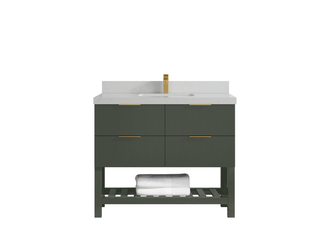 Catalina 42 in W x 22 in D Free Standing Reeded Single Sink Bathroom Vanity - Willow Bath and Vanity
