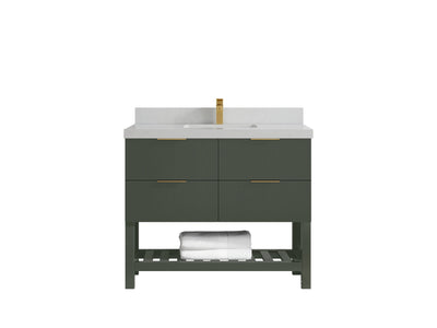 Catalina 42 in W x 22 in D Free Standing Reeded Single Sink Bathroom Vanity - Willow Bath and Vanity