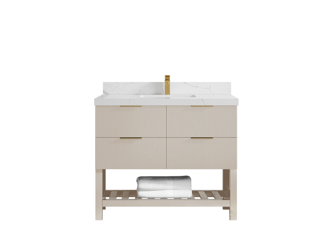 Catalina 42 in W x 22 in D Free Standing Reeded Single Sink Bathroom Vanity - Willow Bath and Vanity