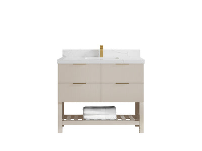Catalina 42 in W x 22 in D Free Standing Reeded Single Sink Bathroom Vanity - Willow Bath and Vanity
