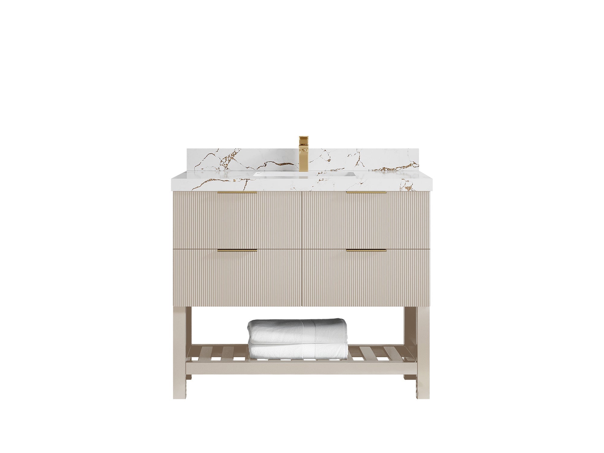 Catalina 42 in W x 22 in D Free Standing Reeded Single Sink Bathroom Vanity - Willow Bath and Vanity