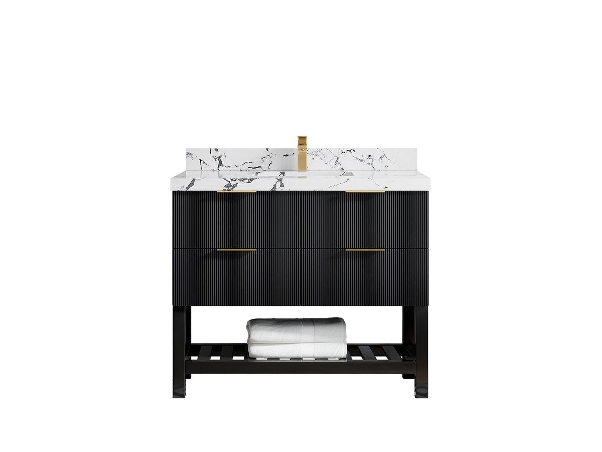Catalina 42 in W x 22 in D Free Standing Reeded Single Sink Bathroom Vanity - Willow Bath and Vanity