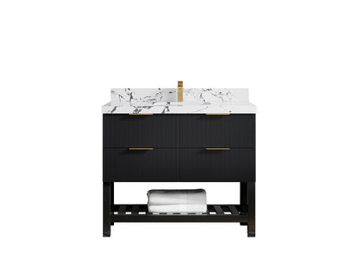 Catalina 42 in W x 22 in D Free Standing Reeded Single Sink Bathroom Vanity - Willow Bath and Vanity
