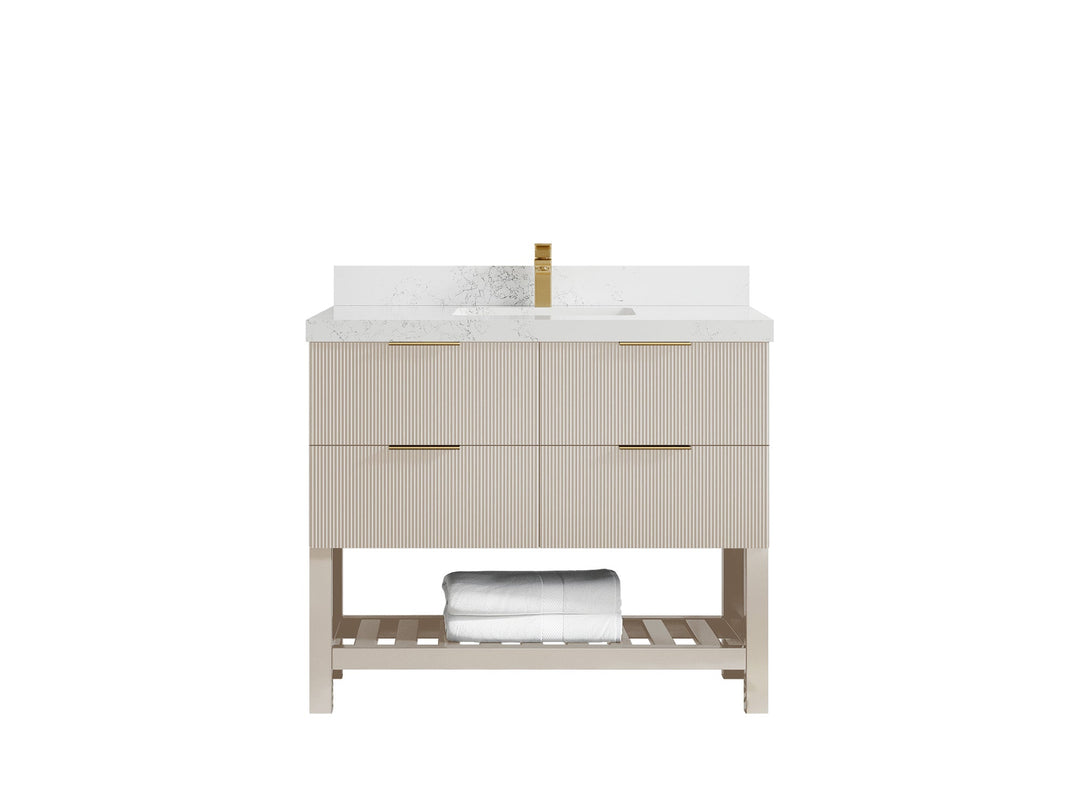 Catalina 42 in W x 22 in D Free Standing Reeded Single Sink Bathroom Vanity - Willow Bath and Vanity