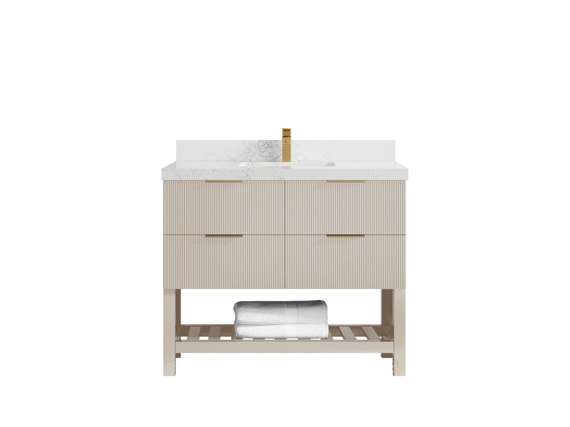 Catalina 42 in W x 22 in D Free Standing Reeded Single Sink Bathroom Vanity - Willow Bath and Vanity