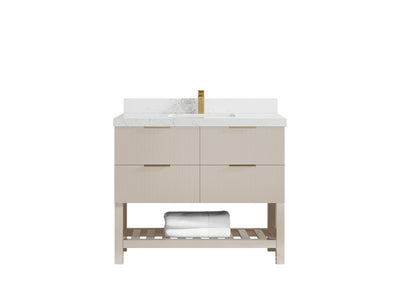 Catalina 42 in W x 22 in D Free Standing Reeded Single Sink Bathroom Vanity - Willow Bath and Vanity