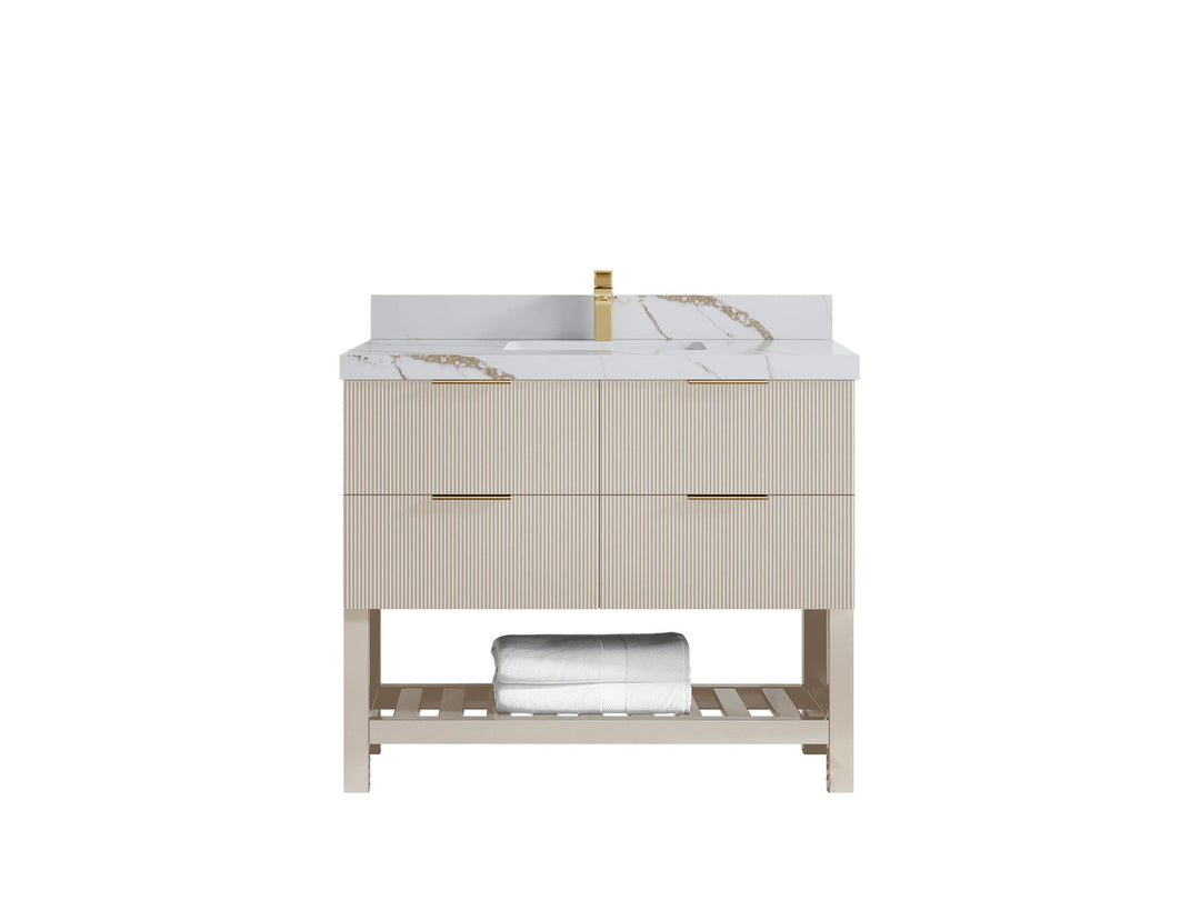 Catalina 42 in W x 22 in D Free Standing Reeded Single Sink Bathroom Vanity - Willow Bath and Vanity