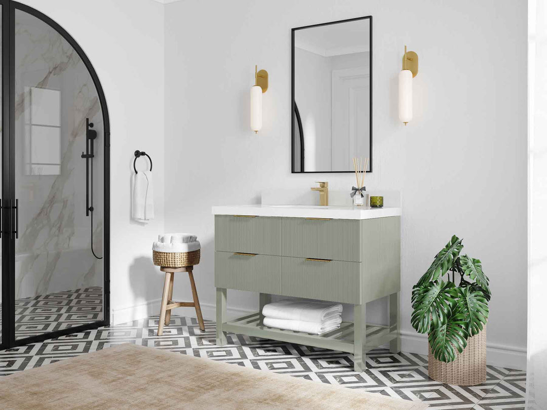 Catalina 42 in W x 22 in D Free Standing Reeded Single Sink Bathroom Vanity - Willow Bath and Vanity