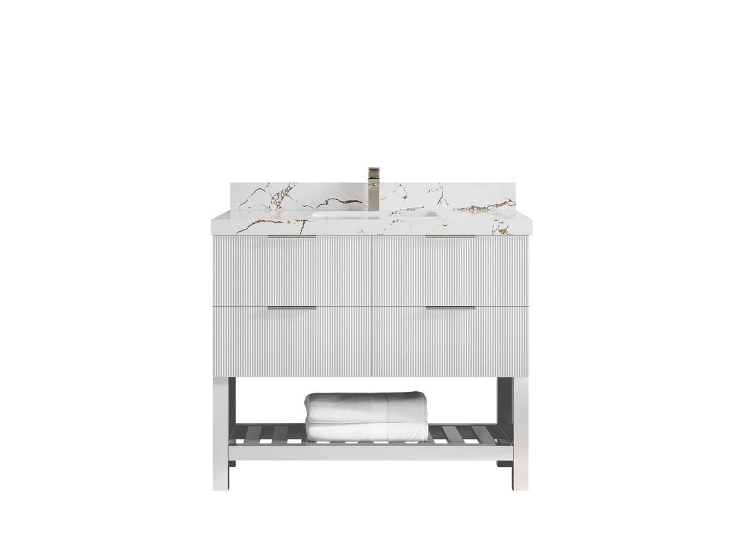 Catalina 42 in W x 22 in D Free Standing Reeded Single Sink Bathroom Vanity - Willow Bath and Vanity