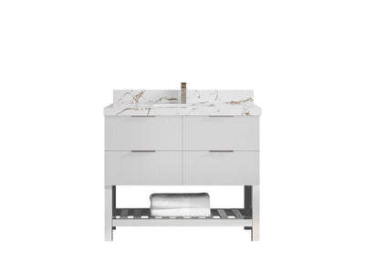 Catalina 42 in W x 22 in D Free Standing Reeded Single Sink Bathroom Vanity - Willow Bath and Vanity