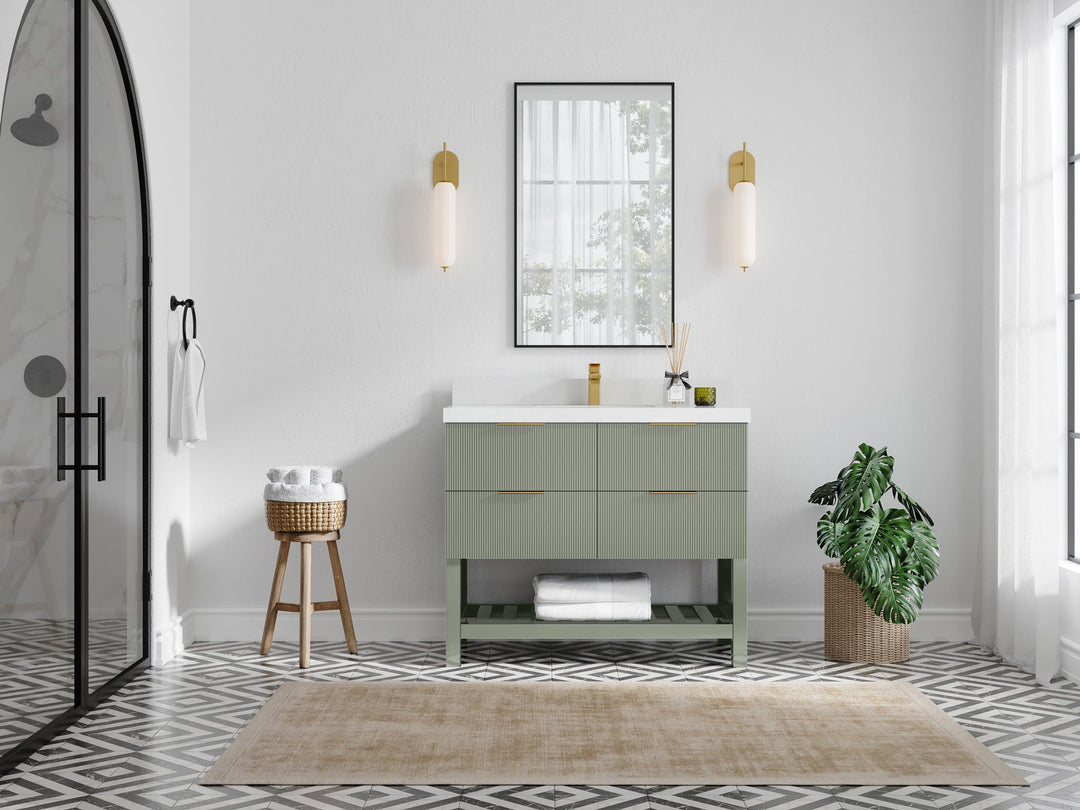 Catalina 42 in W x 22 in D Free Standing Reeded Single Sink Bathroom Vanity - Willow Bath and Vanity