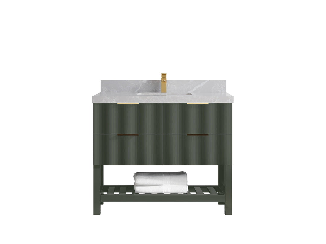 Catalina 42 in W x 22 in D Free Standing Reeded Single Sink Bathroom Vanity - Willow Bath and Vanity