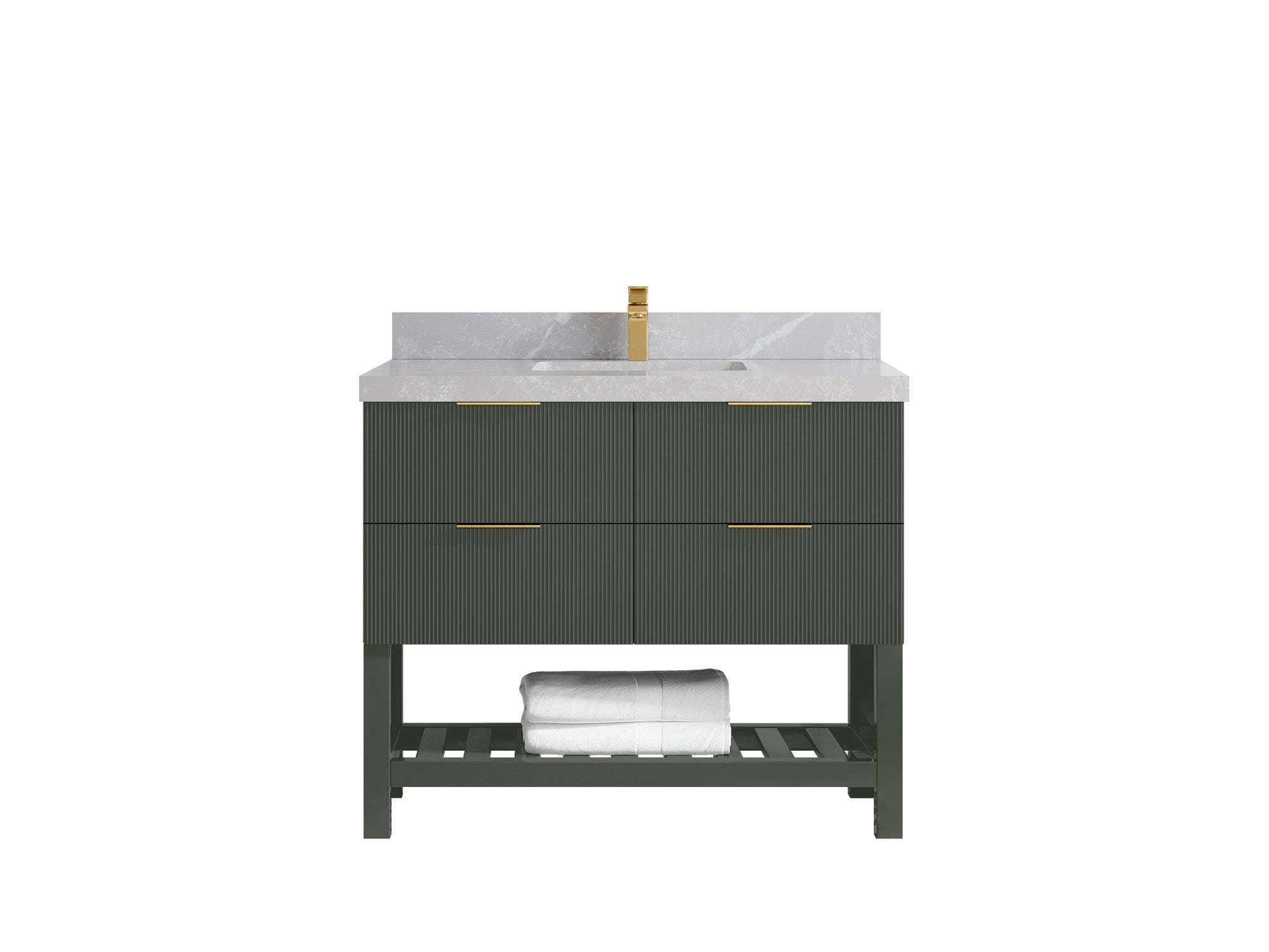 Catalina 42 in W x 22 in D Free Standing Reeded Single Sink Bathroom Vanity - Willow Bath and Vanity