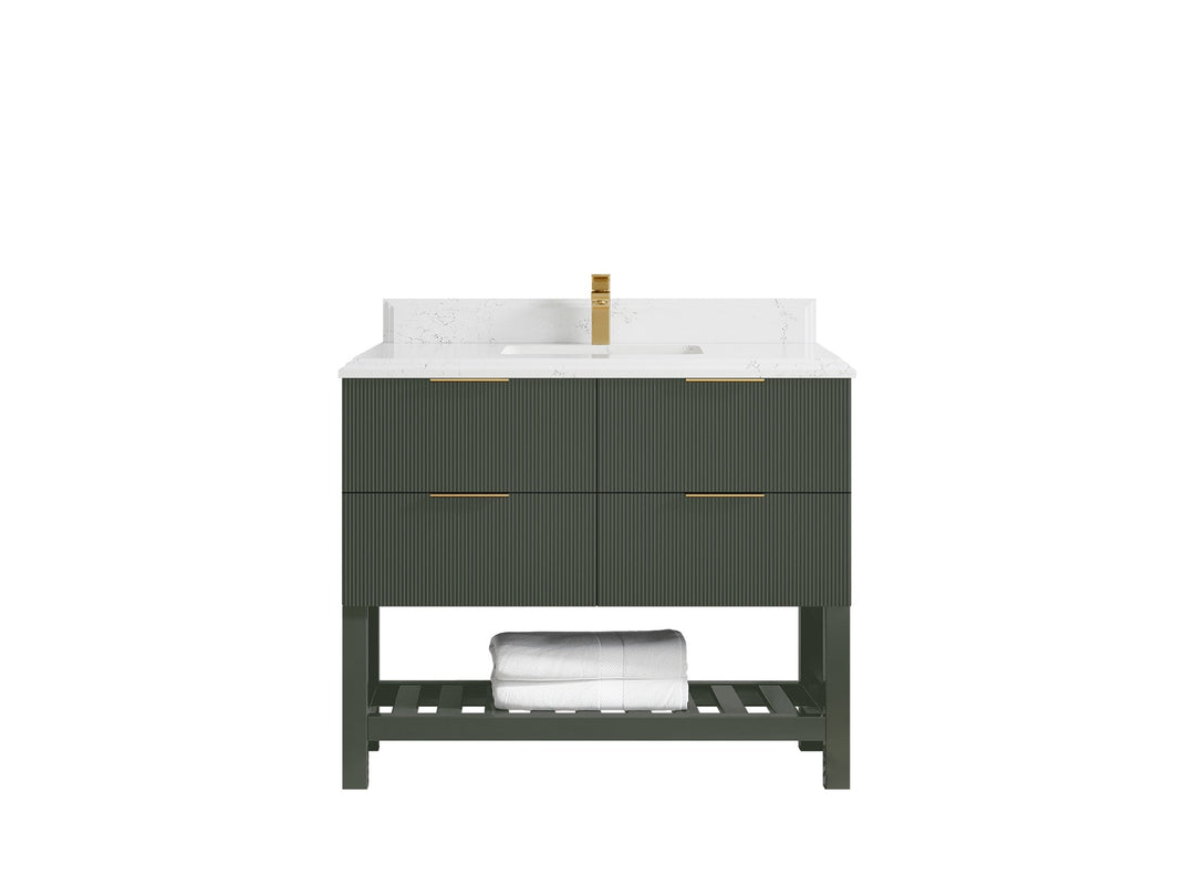 Catalina 42 in W x 22 in D Free Standing Reeded Single Sink Bathroom Vanity - Willow Bath and Vanity