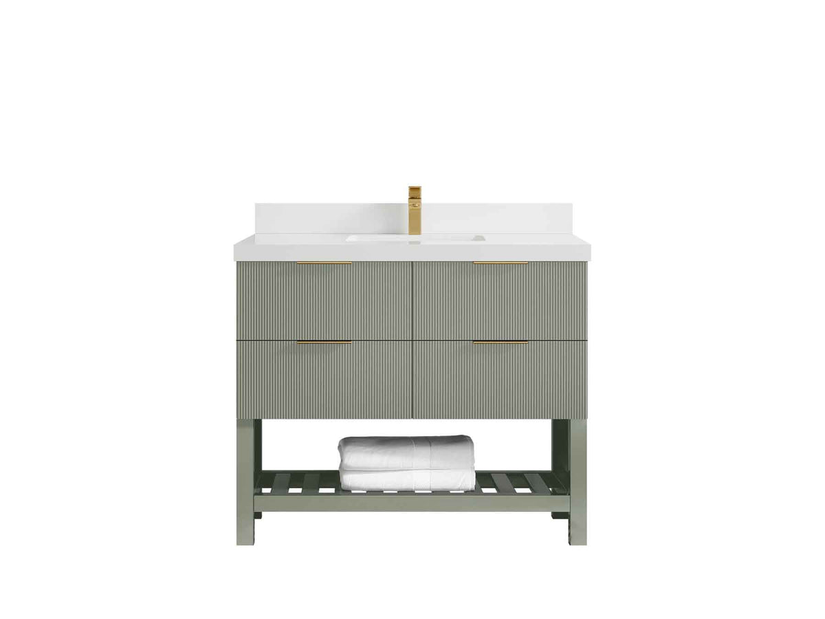 Catalina 42 in W x 22 in D Free Standing Reeded Single Sink Bathroom Vanity - Willow Bath and Vanity