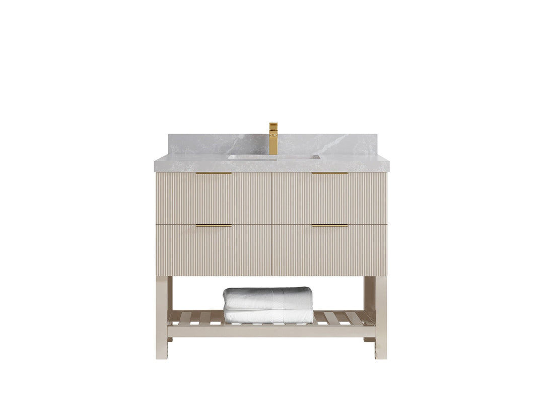 Catalina 42 in W x 22 in D Free Standing Reeded Single Sink Bathroom Vanity - Willow Bath and Vanity