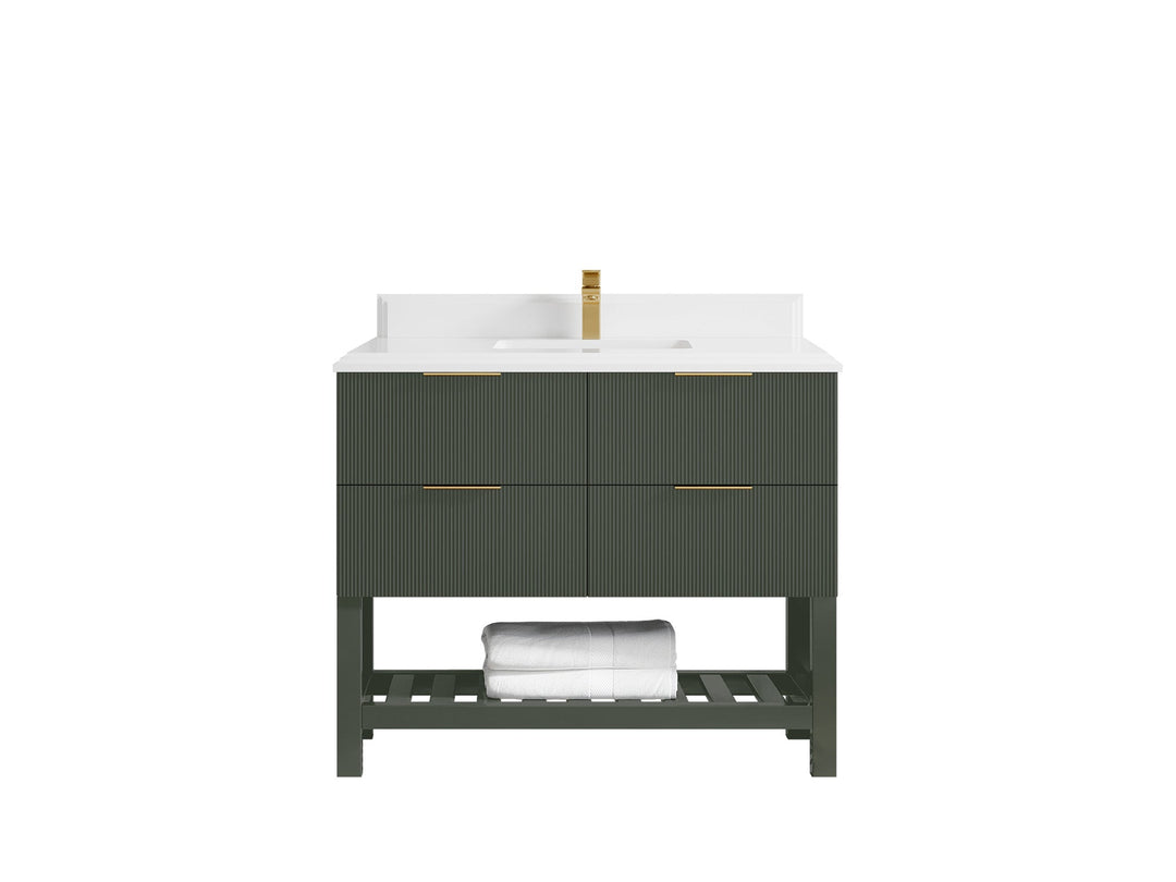 Catalina 42 in W x 22 in D Free Standing Reeded Single Sink Bathroom Vanity - Willow Bath and Vanity