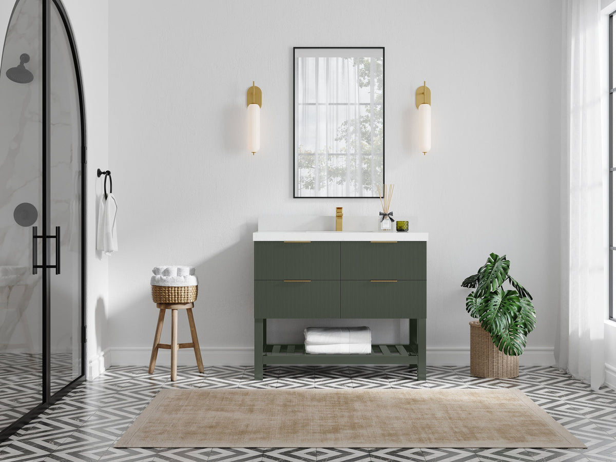 Catalina 42 in W x 22 in D Free Standing Reeded Single Sink Bathroom Vanity - Willow Bath and Vanity