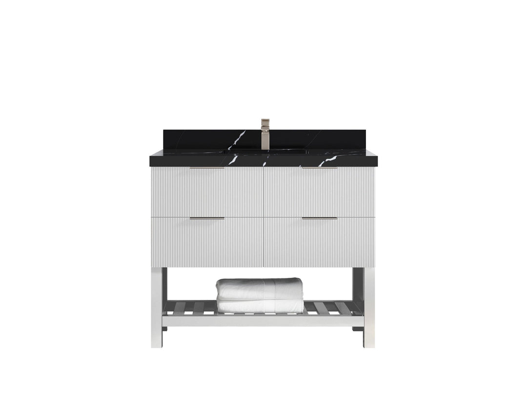 Catalina 42 in W x 22 in D Free Standing Reeded Single Sink Bathroom Vanity - Willow Bath and Vanity