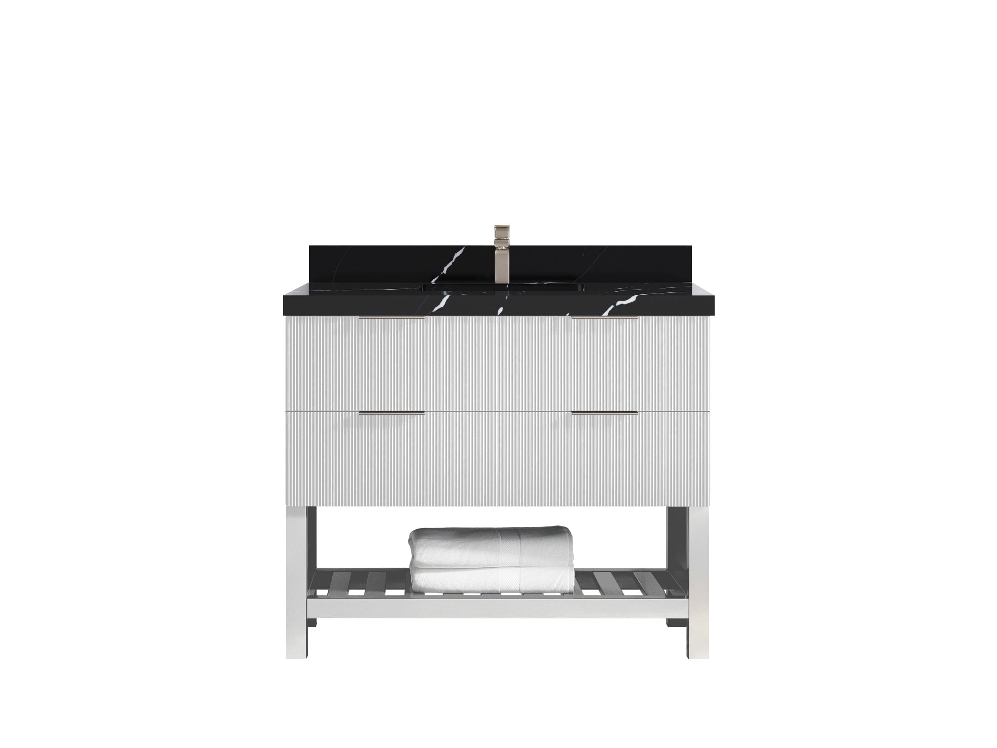 Catalina 42 in W x 22 in D Free Standing Reeded Single Sink Bathroom Vanity - Willow Bath and Vanity